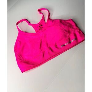 Skechers Neon Pink Sports Bra Medium Racerback Adjustable Straps Activewear M
